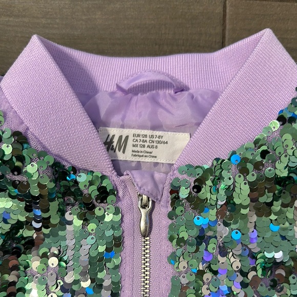NWOT H&M Kids Sequin Jacket - Green, Silver, Purple - Picture 2 of 4